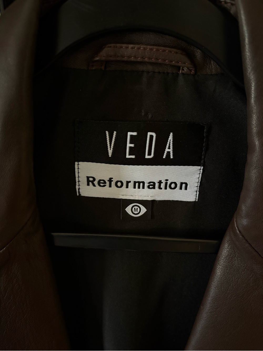 Reformation x Veda Chocolate Brown Leather Blazer Jacket - Picture 2 of 7